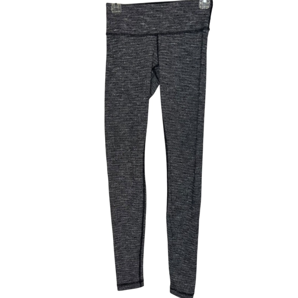 Lululemon Wunder Under Leggings Black White High Rise Size 4 Yoga Pants